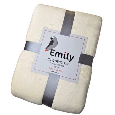 Фото Теплий плед з велсофту Emily Manner Beige Бежевий 94326291 94344448
