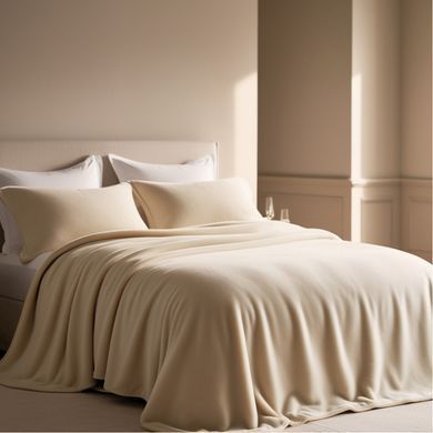 Фото Теплий плед з велсофту Emily Manner Beige Бежевий 94326291 94344448