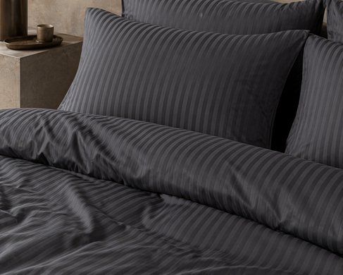 Фото Комплект постільної білизни Stripe Grey Графіт Selena Сатин Страйп 310030 С310030П