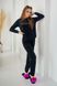 Фото №4 з 10 товару Жіночий спортивний велюровий костюм з вишивкою Чорний 601