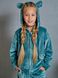 Фото №7 из 11 товара Дитячий спортивный велюровый костюм на молнии с капюшоном Бирюзовый 300