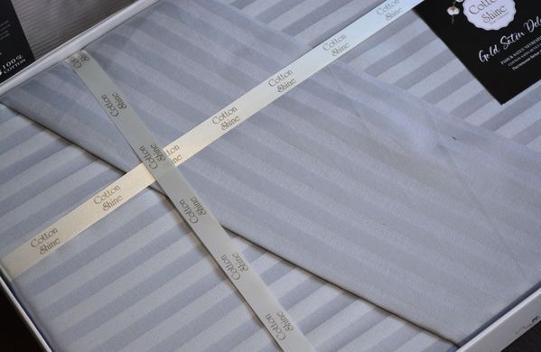 Фото Комплект постельного белья Cotton Shine Stripe Satin Gri Серый