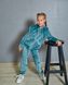 Фото №5 из 11 товара Дитячий спортивный велюровый костюм на молнии с капюшоном Бирюзовый 300