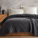 Фото №1 из 4 товара Хлопковый плед-покрывало с бахромой Strip Anthracite
