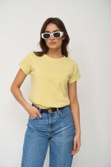 Фото Подовжена базова жіноча футболка 100% Бавовна Лимонна 126/23 лимонна