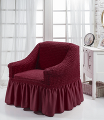 Фото Универсальный чехол на кресло с юбкой Turkey № 3 Бордо