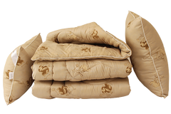 Фото Пуховое одеяло + 2 подушки 50х70 Tag Лебяжий Пух Camel
