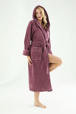 Фото Женский махрово-велюровый халат с капюшоном Nusa Темно-лиловый