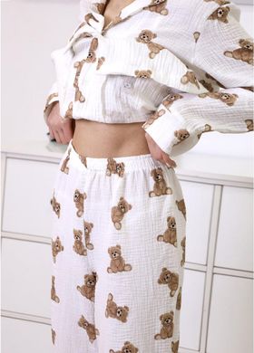 Фото Жіноча муслінова піжама Штани + Рубашка Ведмедики Тедді