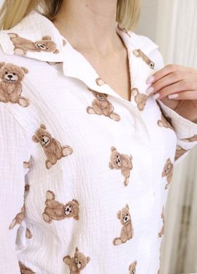 Фото Женская муслиновая пижама Брюки + Сорочка Мишки Тедди