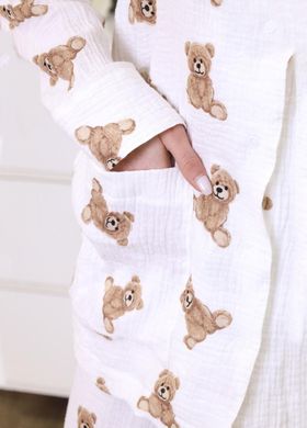 Фото Жіноча муслінова піжама Штани + Рубашка Ведмедики Тедді