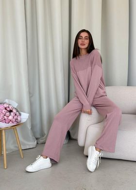 Фото Жіночий трикотажний в'язаний костюм Katrin Штани + Джемпер Рожевий 0022143-022161 0022160-022142 0033418-033276