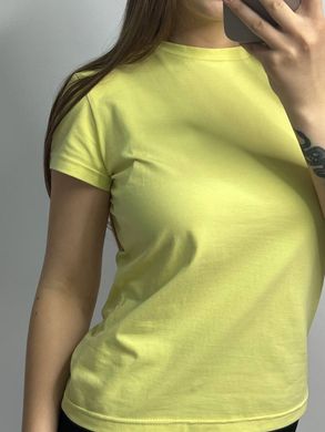 Фото Подовжена базова жіноча футболка 100% Бавовна Лимонна 126/23 лимонна