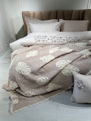 Фото Муслиновое покрывало с наволочками Saheser Forest Beige 100% Хлопок Бежевый
