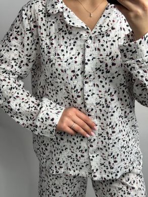 Фото Женская муслиновая пижама Брюки + Рубашка Леопард