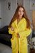 Фото №5 з 9 товару Короткий жіночий теплий халат з каптуром Welsoft Жовтий 1026