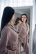 Фото №6 з 12 товару Жіночий домашній костюм Велюр в рубчик Штани + Кофта на гудзиках Пудровий 907