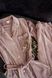 Фото №8 з 12 товару Жіночий домашній костюм Велюр в рубчик Штани + Кофта на гудзиках Пудровий 907