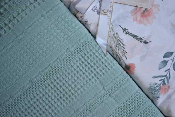Фото Набір постільної білизни з пледом First Choice Ranforce Sole Pique Turquoise 40592
