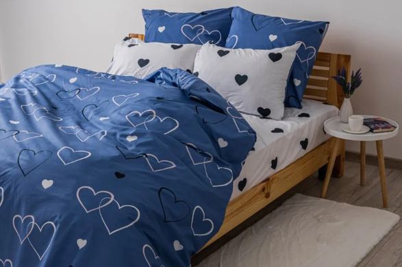 Фото Комплект постільної білизни Ранфорс 100% Бавовна Happy Sleep Navy Blue Love