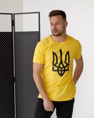 Фото Мужская патриотическая футболка 100% Хлопок с гербом Украины Желтая