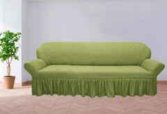 Фото Універсальний чохол для 2-х-3-х містного дивана з спідницею Turkey № 15 Оливковий