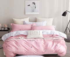 Фото Комплект постельного белья ТМ TAG Ранфорс Розовая Клетка