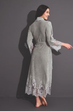 Фото Женский велюровый халат с кружевной отделкой Nusa 0383.41 Gray Серый