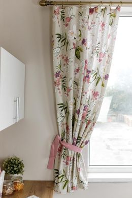 Фото Комплект бавовняних штор для кухні Прованс Орхідея