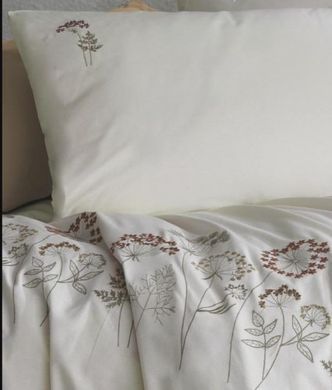 Фото Комплект постельное белья с вишивкой Saheser Botanic Bej Вареный Хлопок