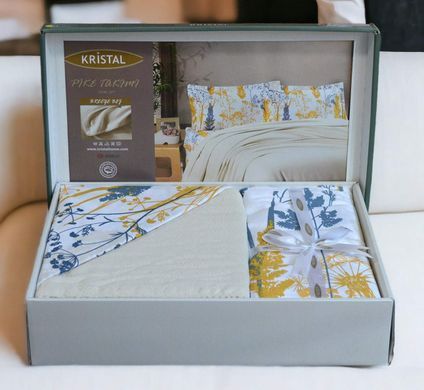 Фото Набір постільної білизни з пледом Kristal Ранфорс Breeze Bej 40382