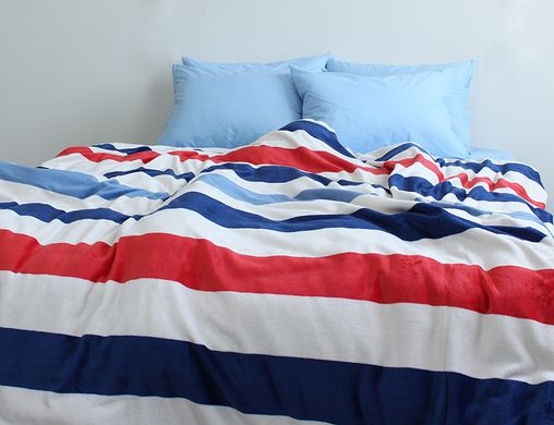 Фото Теплое велюровое постельное белье зима-лето TAG Ранфорс Велсофт Colored Stripes