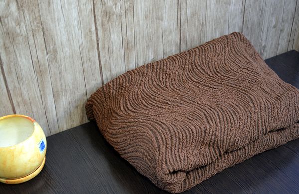 Фото Жакардовий чохол для кутового дивана Без Спідниці Хвиля Коричневий