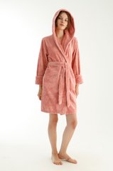 Фото Женский халат с капюшоном Бамбук Nusa Махра Peach Розовая Пудра 8665