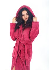 Фото Длинный женский теплый халат с капюшоном Welsoft Фрезовый 1023 1024