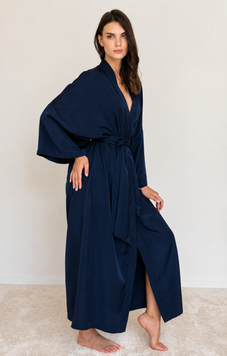 Фото Жіночий довгий xалат-кімоно Бавовна+Шовк Navy SL0035-14-04
