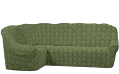 Фото Жакардовий чохол для кутового дивана + крісло Без Спідниці Turkey Зелений