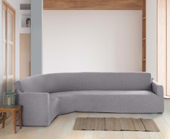 Фото Жаккардовый чехол для углового дивана Без Юбки Кора Светло - Серый