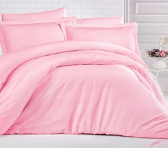 Фото Комплект постельного белья ТМ Tag Satin Stripe 100% Хлопок Светло Розовый ST-1041