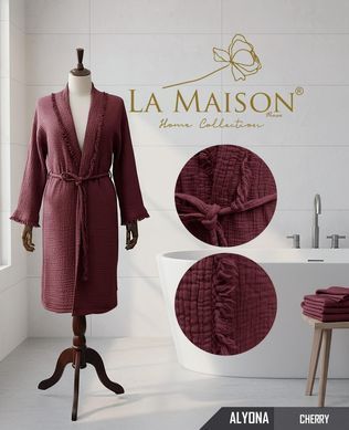 Фото Жіночий мусліновий шалевий халат La Maison Alyona Cherry 50010