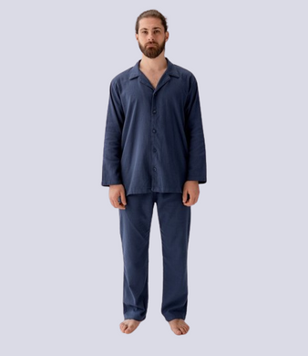 Фото Мужская пижама 100% Хлопок Lotus Home Charly Брюки + Кофта Синяя