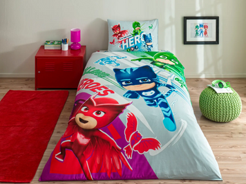 Фото Постельное белье TAC Disney 100% Хлопок Disney PJ Masks Super Team простыня на резинке