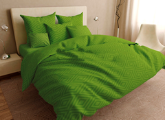 Фото Комплект постельного белья Selena Бязь Люкс Ромбики Зелёные 100965