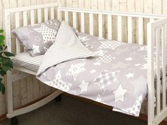 Фото Постельное белье в кроватку Руно Бязь Grey Star простынь на резинке