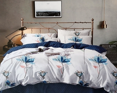 Фото Комплект постельного белья ТМ TAG Сатин S457 Campanula Колокольчик Синий