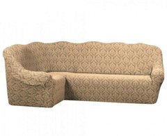 Фото Жакардовий чохол для кутового дивана + крісло Без Спідниці Turkey № 15 Крем