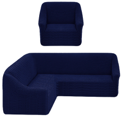Фото Чехол для углового дивана + кресло без юбки Turkey № 12 Синий