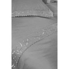 Фото Комплект постельного белья с вышивкой Begonville Сатин Lindau Серый
