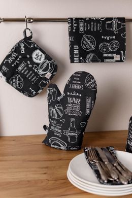 Картинка Кухонний короткий Кухонна рукавиця для гарячого Breakfast Black 039631 Фото Кухонний короткий Кухонна рукавиця для гарячого Breakfast Black 039631