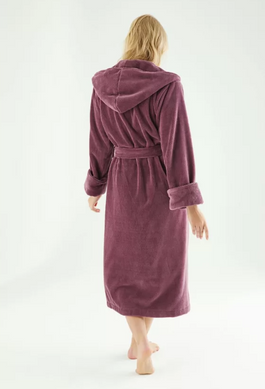 Фото Женский махровый халат с капюшоном Велюр/Махра Nusa 6890 Murdum Фиолетовый